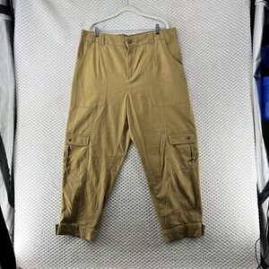 Knox Rose Cropped Cargo‎ Pants High Waist Casual Trousers Khaki XL